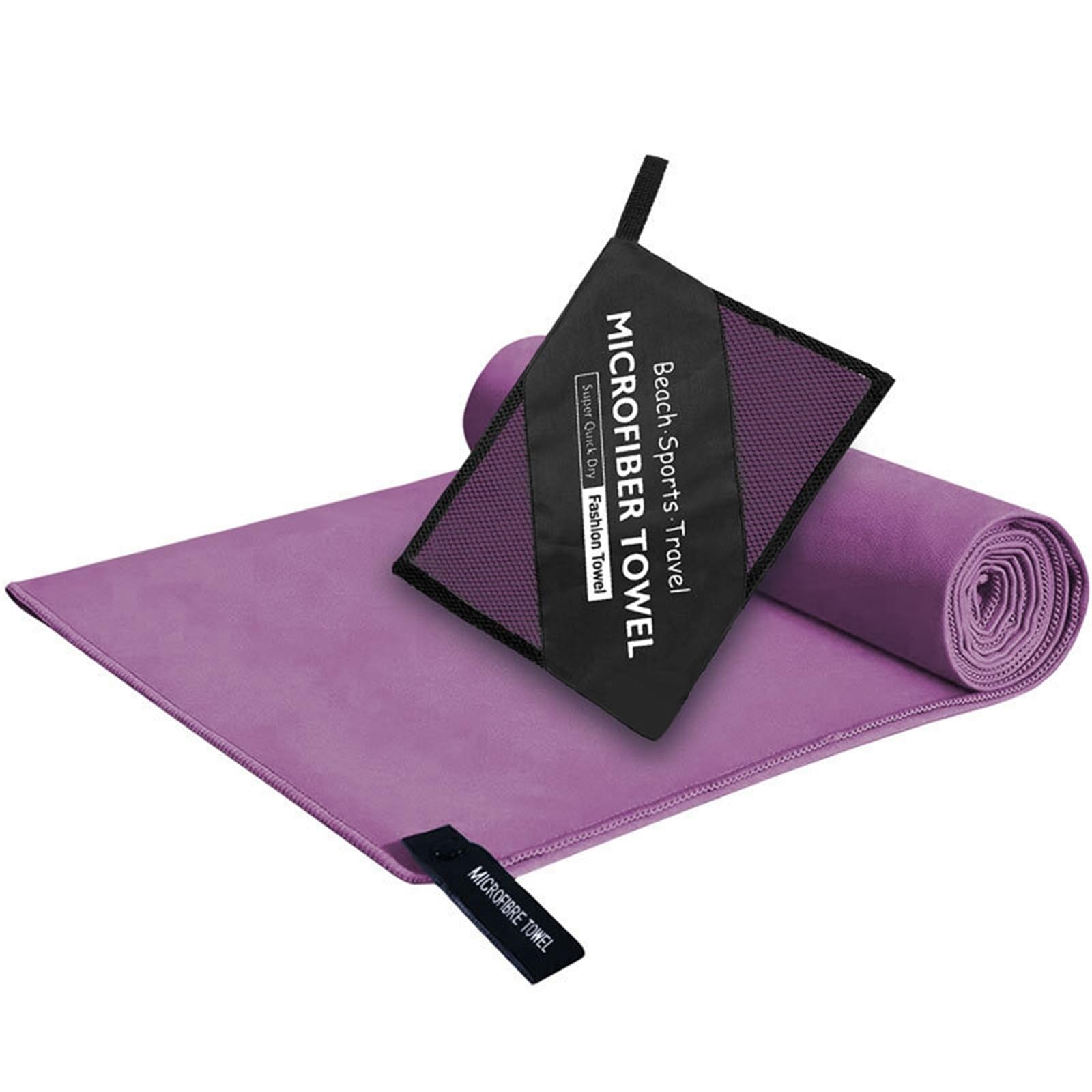 Asciugamano in microfibra di alta qualità, ultra assorbente, ad asciugatura rapida, portatile, per palestra, yoga, spiaggia, campeggio, viaggi, leggero, colore: viola, 76 x 152 cm