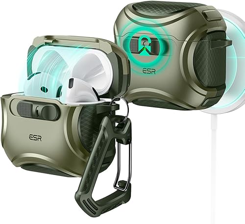 ESR Funda para AirPods 4, Compatible con Funda de AirPods de 4ta Generación (2024) (USB-C), Compatible con MagSafe, Bloqueo a Prueba de Caídas,