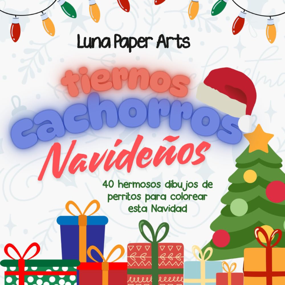 Tiernos Cachorrros Navideños: 40 dibujos de perritos en navidad para colorear