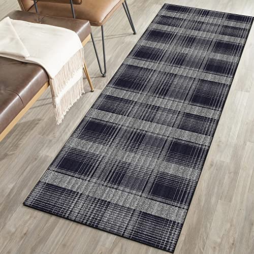 Tapis de couloir antidérapant à carreaux gris idéal pour sol glissant - 4