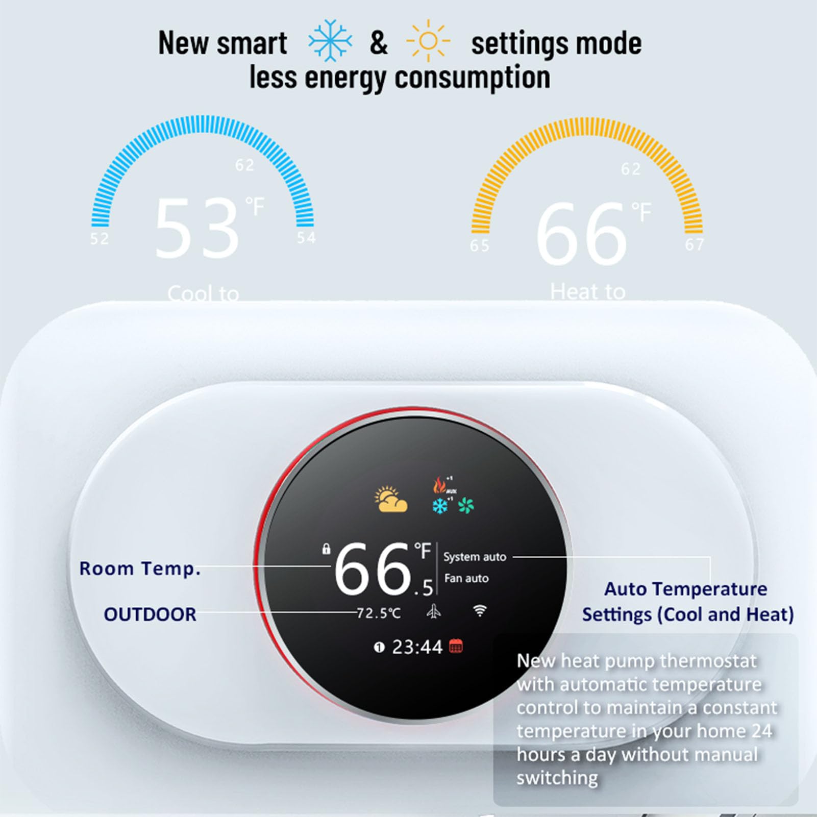 Termostat WiFi Inteligentny Programowalny Sterownik Pompy Ciepła ze Sterowaniem Głosowym i Wyświetlaczem LCD do Użytku Domowego