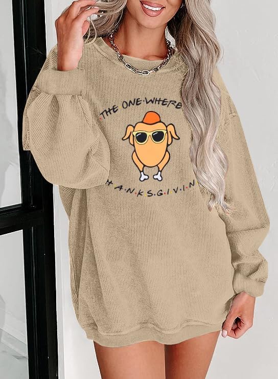 DUTUT Thanksgiving Sweatshirt Women Oversized Shirts: Funny Turkey Graphic Shirt Thanksgiving Party Pullover with Pockets - Image 2