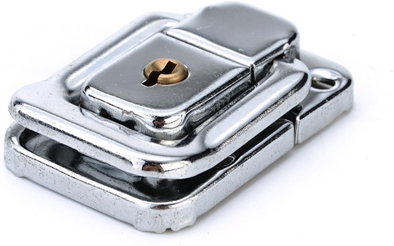 J402 Box Hasp Cabinet Fastener Lock with Key Spring Latch Catch Toggle Iron Locks for Drawer Door Furniture Hardware 1Pcs