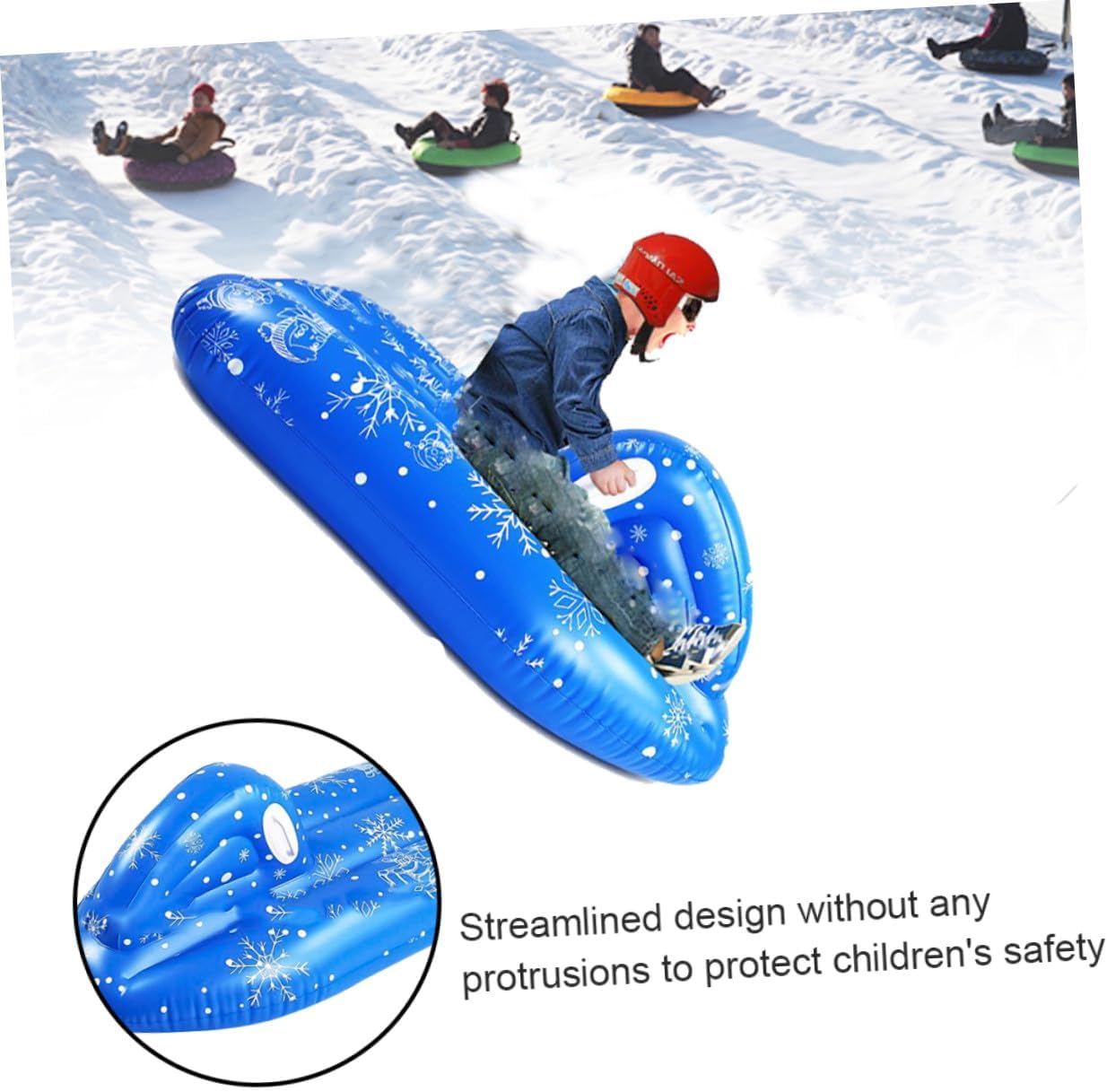 Inflatable PVC Snow Tube Snow Sled for Cold-Resistant Winter Skiing Tool with Heavy-Duty Bottom and Handles for Boys