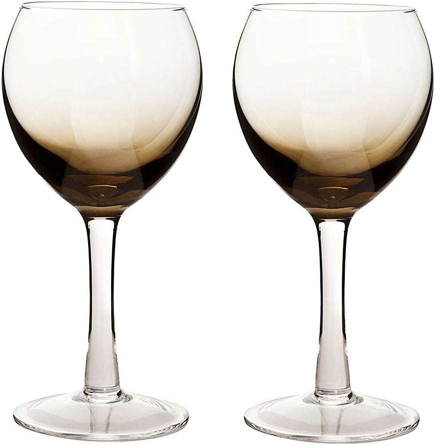 Denby 0.33 Litre Glass Halo/Praline Wine Glass, Pack of 2, White Home & Kitchen