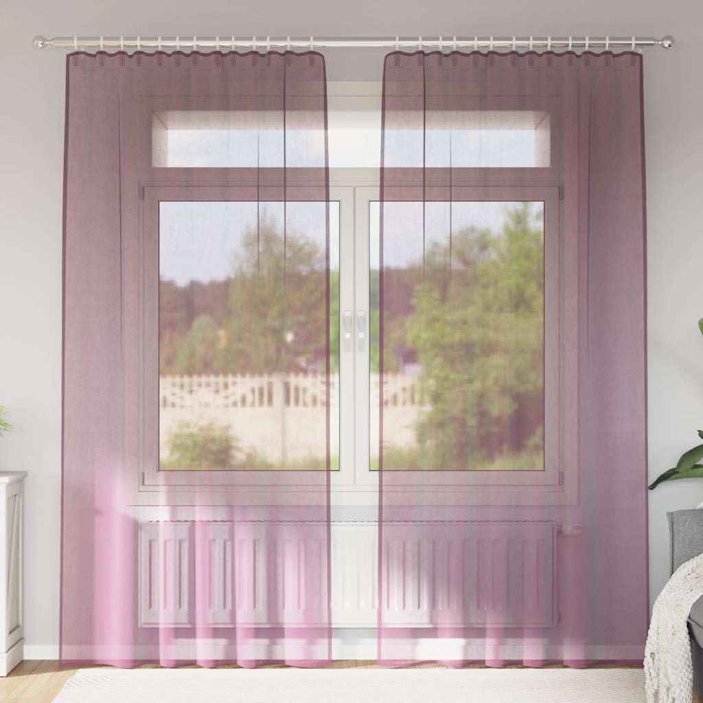 Rideaux en voile avec passe-tringle violet occultant léger et brise-vue semi-opaque