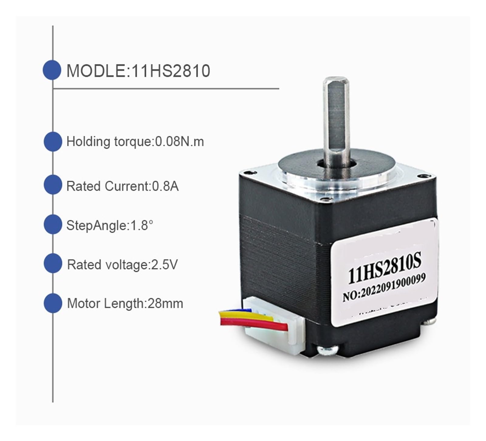 Motor paso a paso Motor Paso a Paso Miniatura NEMA11 11HS2810 0.08N. M 0.8A