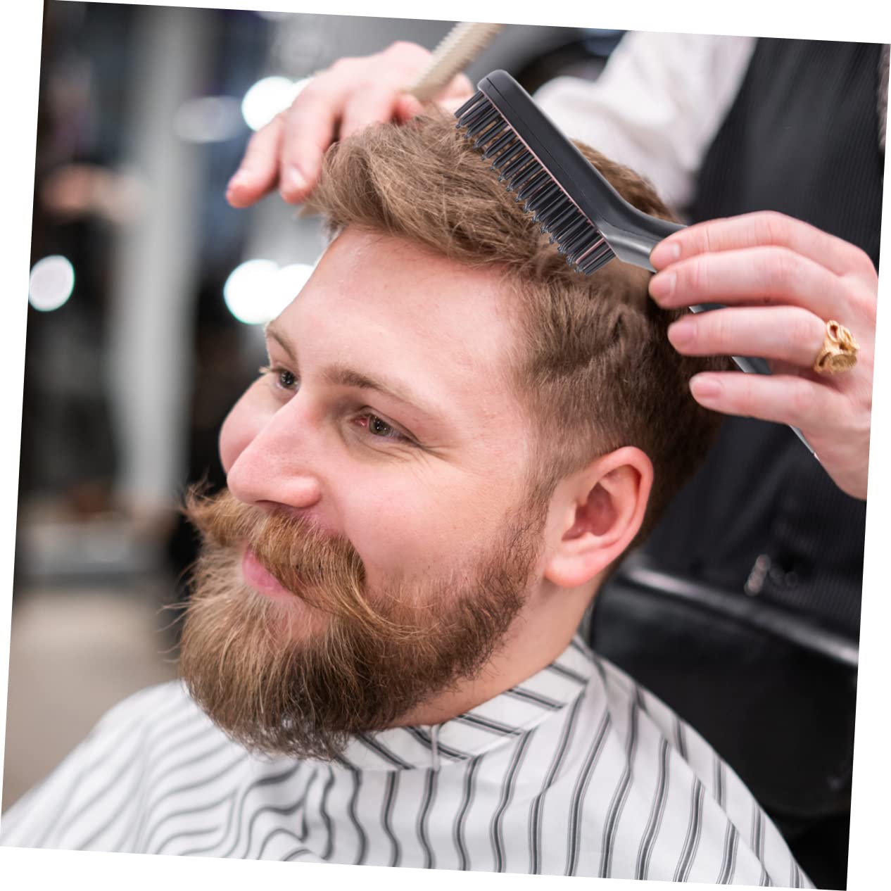 Baluue Bartkamm aus Borstenholz mit Ergonomischem Griff zur Bartreinigung und Schnurrbartpflege für Männer Bartpflege und Styling