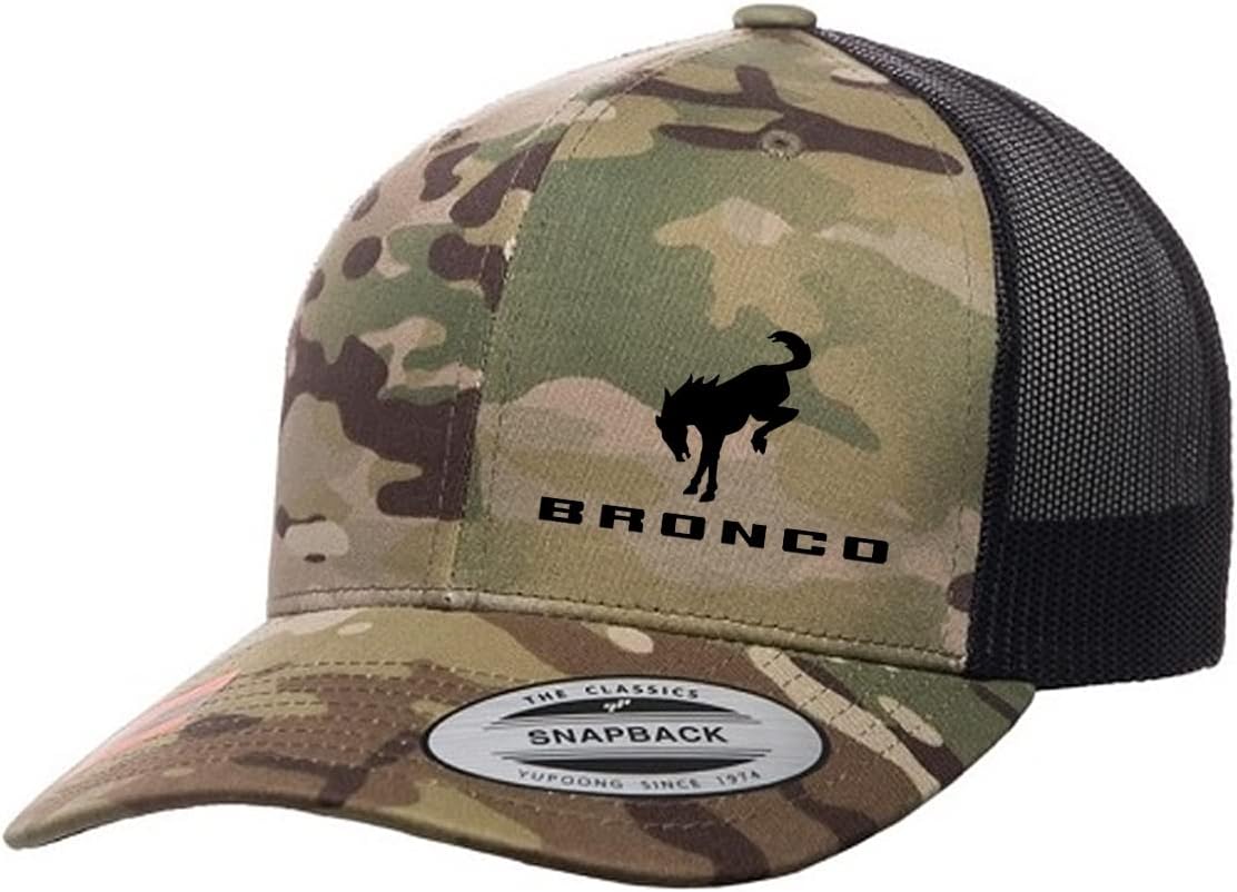 Ford Bronco Logo New Side Panel Fully Embroidered Yupoong 6606 Snapback Trucker Fitted Cap