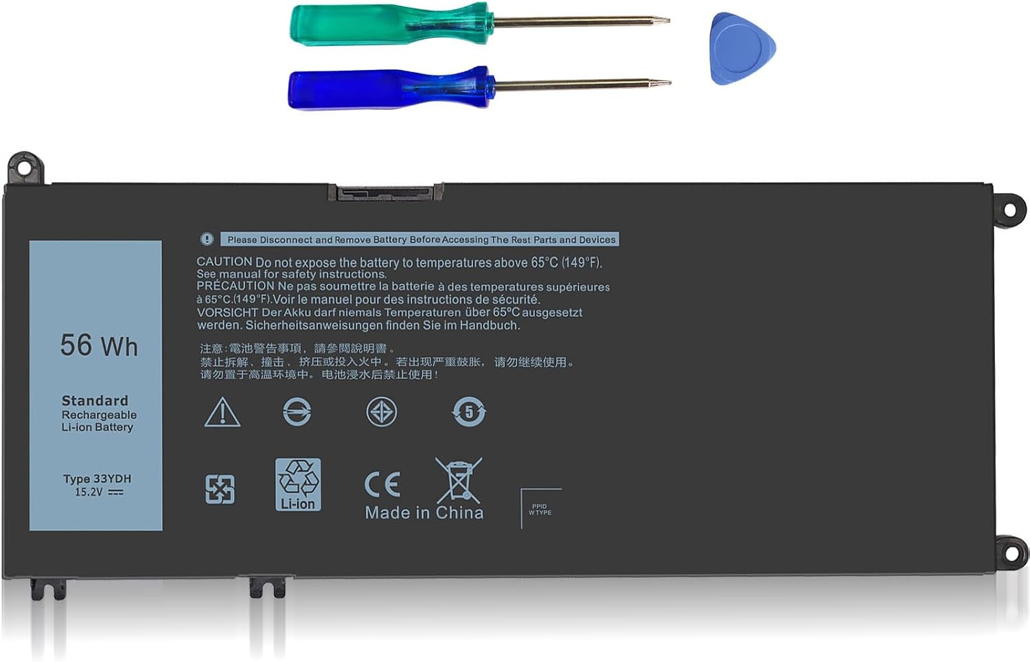 Batería 33YDH 56WH Li-Po 15.2V para Laptop Dell