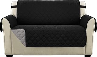 H.VERSAILTEX Housse réversible double face pour canapé matelassé, Luxury Extra, doux, à l'eau avec sangles de fixation élastiques 2 posti 190cm x 116cm A | Nero