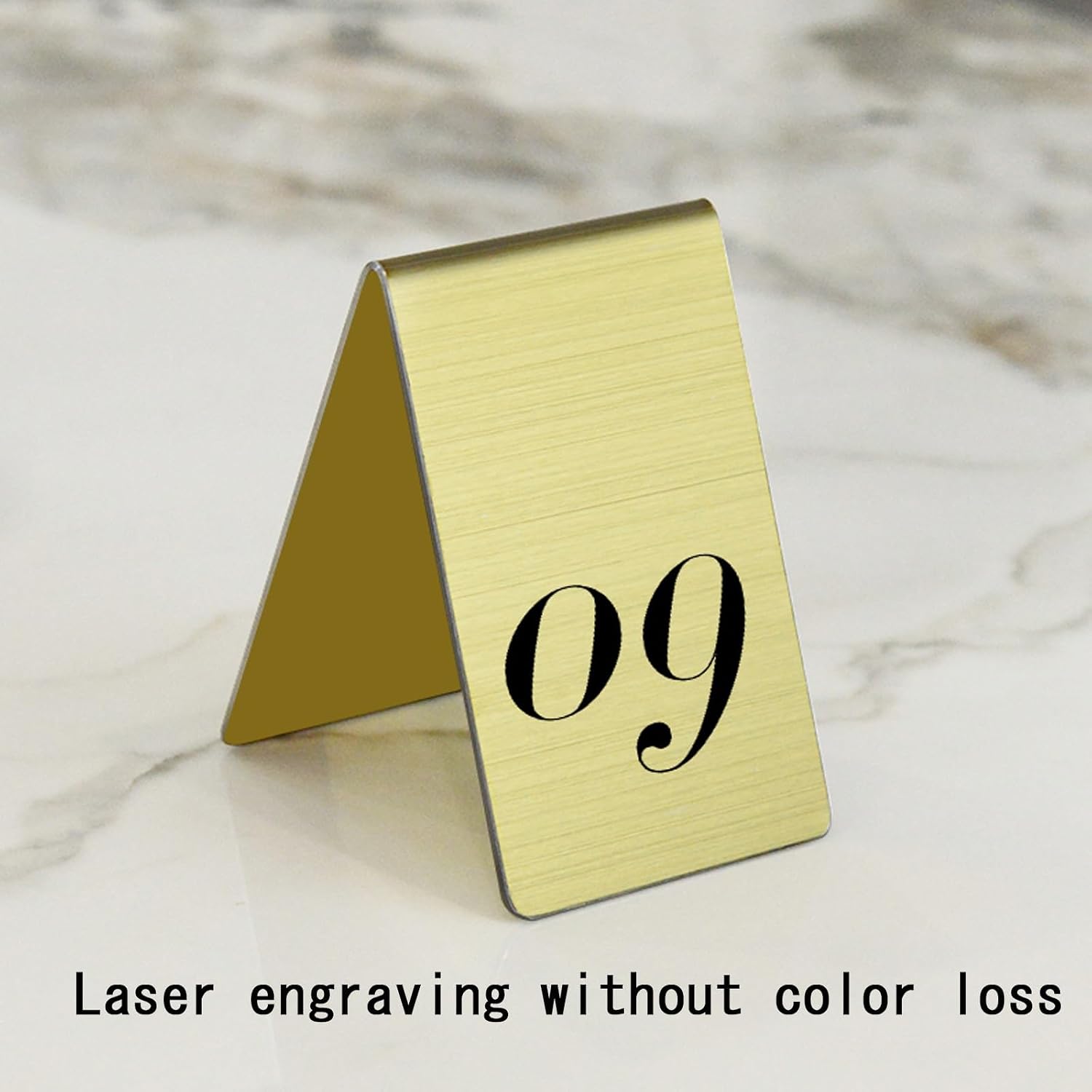 Metal Place Cards Stackable Tent Style Table Numbers, Stainless Steel Metal Table Tent Sign - 8x5cm - Table Top Setting for Restaurants, Catering Businesses, Business(Coffee Color,71~80)