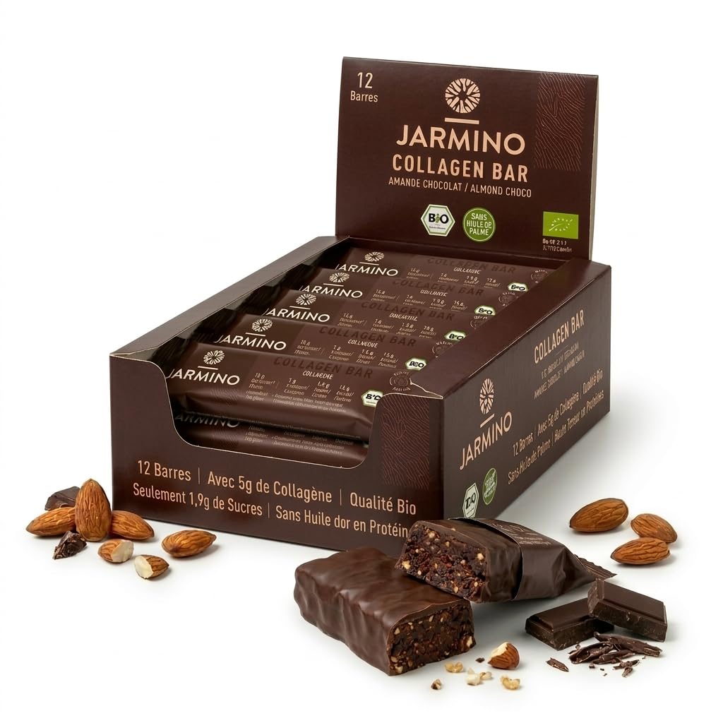 Barre de collagène High Protein Bar Brownie 12x55g - Barre protéinée High Protein Low Sugar + sans huile de palme (amande-chocolat) Barre protéinée 12 pièces