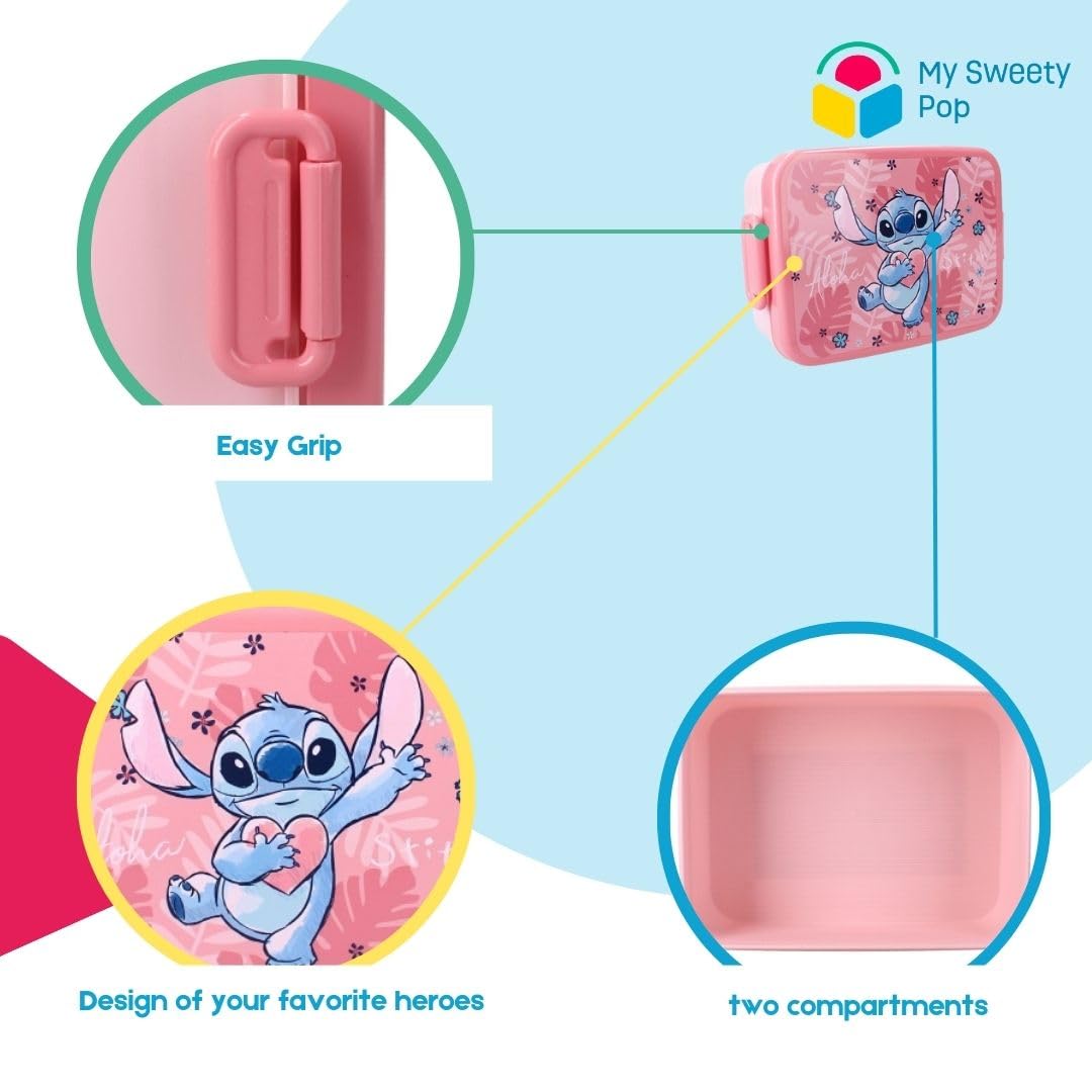 My sweety pop - Lunch box - Stitch - for children - nursery - school - holiday - meal - 16 cm - for girls - pink - gift idea - Image 3