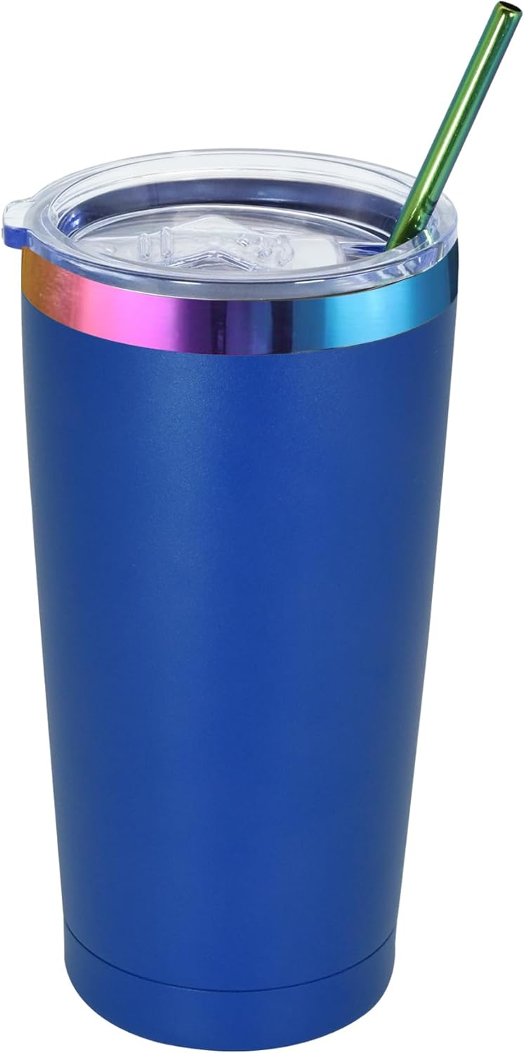 20oz Tumbler with Lid And Straw,Stainless Steel Vacuum Insulated Mug,Double Wall Vacuum Insulated Coffee Cups for Cold & Hot Drinks,Insulation Travel Tumblers Cups
