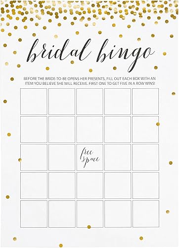 Miniatura 5 de Juvale Juegos de despedida de soltera - Juego de 250 piezas para 50 invitados, tarjetas de lunares dorados de 5 x 7 pulgadas, juegos de despedida de