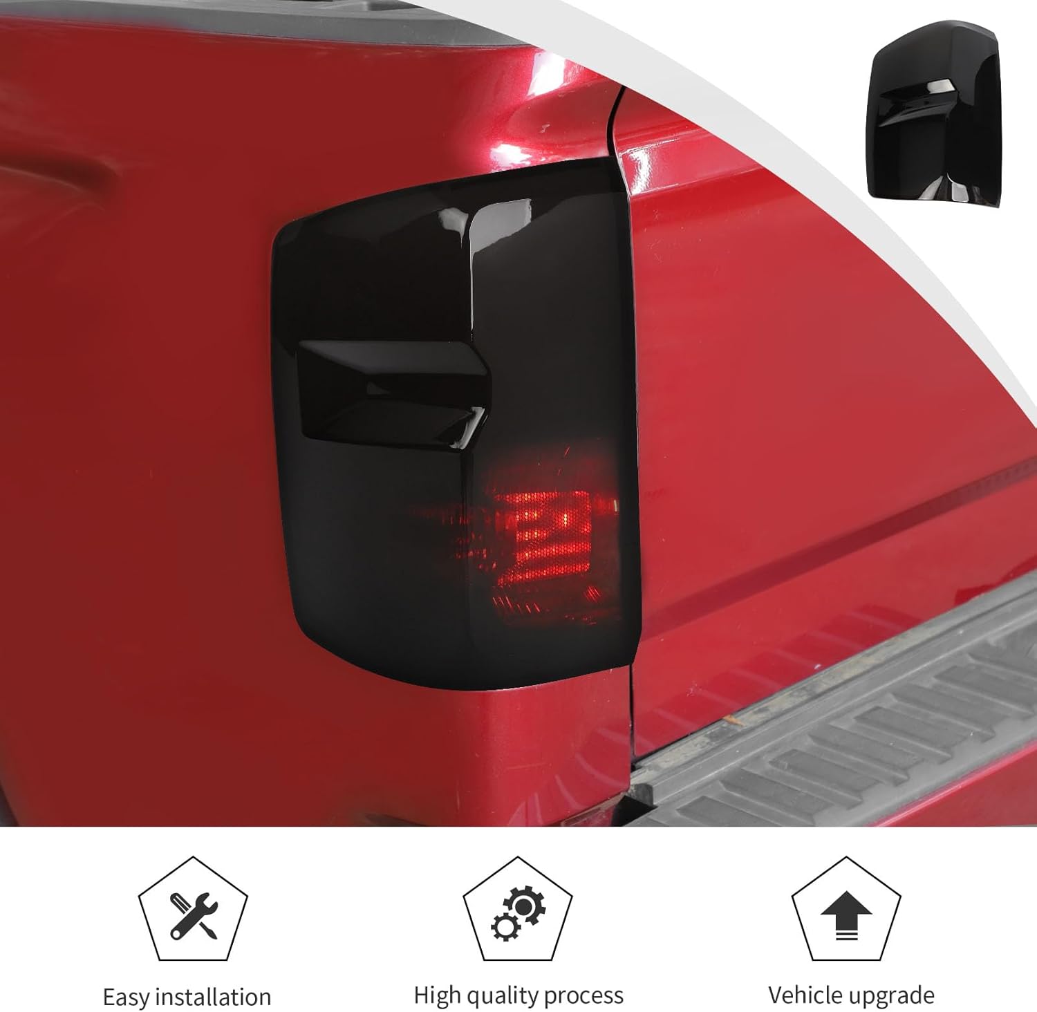 JWWY Smoked Taillight Rear Light Lamp Decor Tinted Darkened Taillight Cover Trim Fit for 2014-2018 Chevrolet Chevy Silverado Exterior Accessories 2PCS Blackened