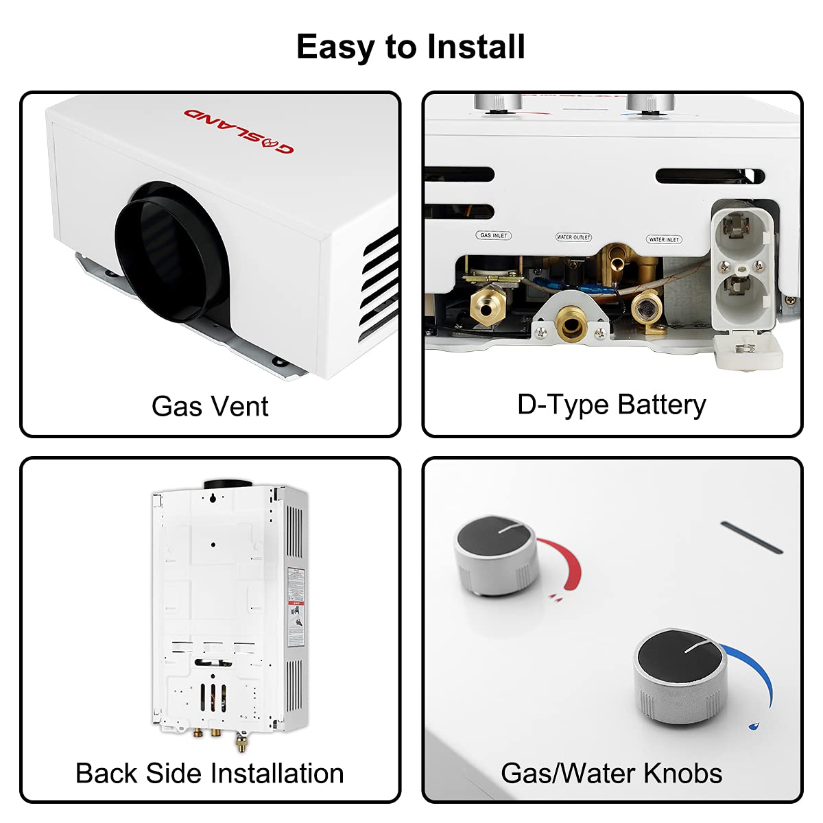 Tankless Water Heater, GASLAND Outdoors Propane Water Heater 10L BS264  2.64GPM, Instant Hot Water Heater for Cabin, Camp Water Heater for RV,  Overheating Protection, Easy to Install, White - Amazon.com