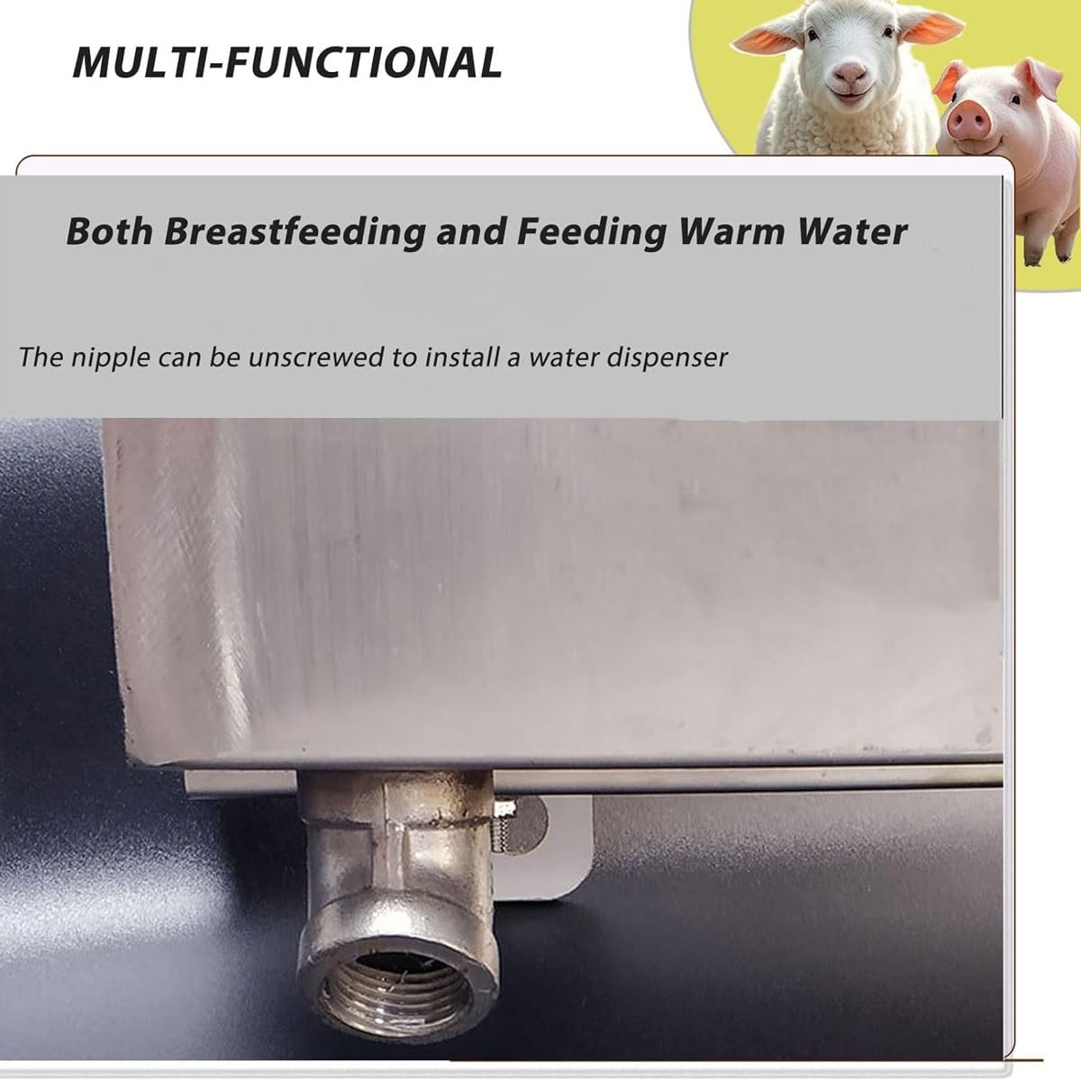 Alimentador automático de leche de temperatura constante para lechones y corderos, estación de alimentación de pezones de silicona con simulación de sonido, dispositivo de lactancia materna de acero