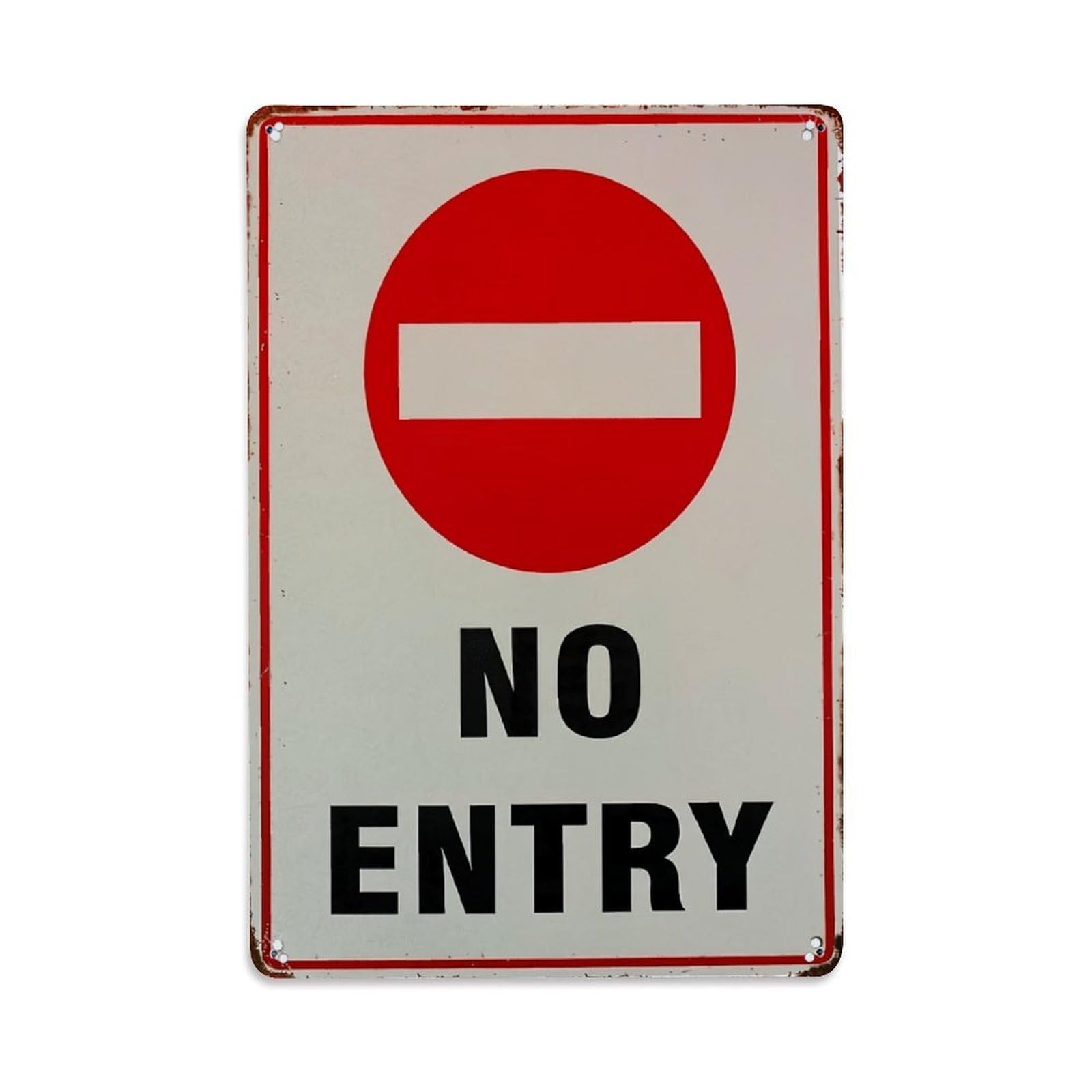 No Entry Sign Pattern Print Retro Metal Tin Sign, Vintage Decor Art Poster for Bar, Home, Man Cave, Kitchen, Laundry Room Gift 8x12Inch