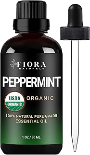 Peppermint Essential Oil by Fiora Naturals - 100% Pure Organic Peppermint Oil for Hair Growth, Skin and Scalp Acne, Diffus...