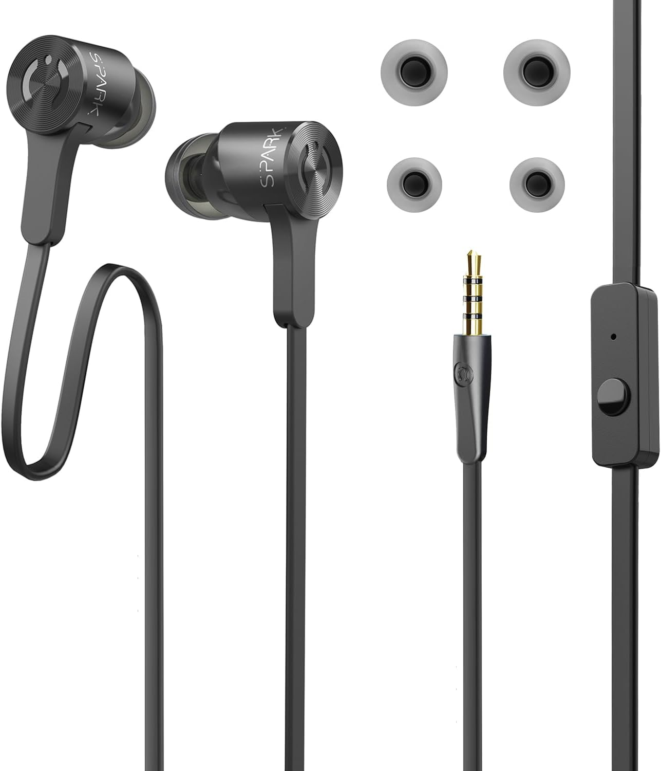 MuveAcoustics Spark Wired Earbuds Mic - Phone Headset in Ear Buds for Computer Android Gaming Compatible with Samsung, Laptop, iPhone, iPod, iPad, Kindle,
