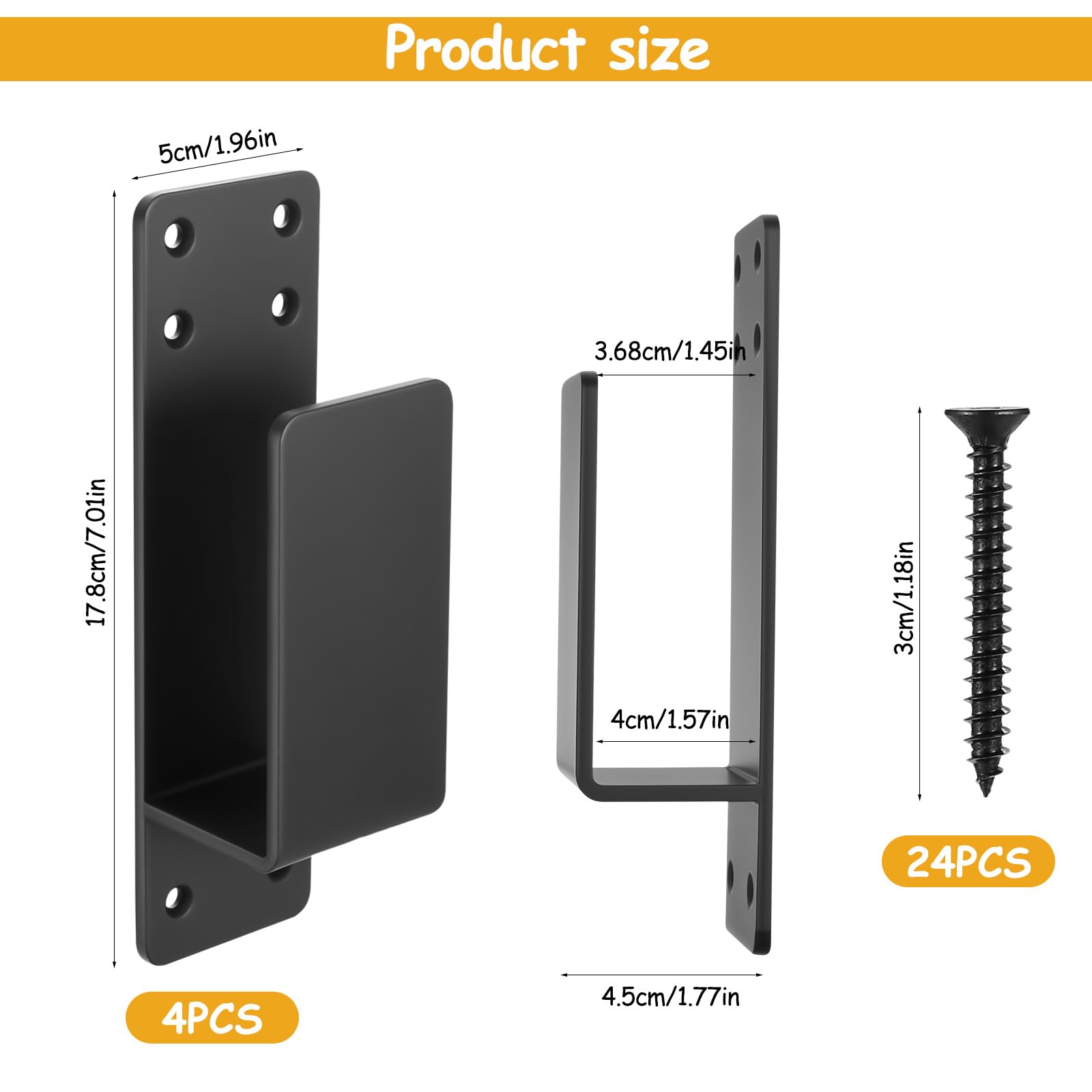 4 Pcs 2 x 4 Door Barricade Brackets, Metal U Brackets, Security Door Locks Clamps Fits 2 x 4 Lumber - Image 2
