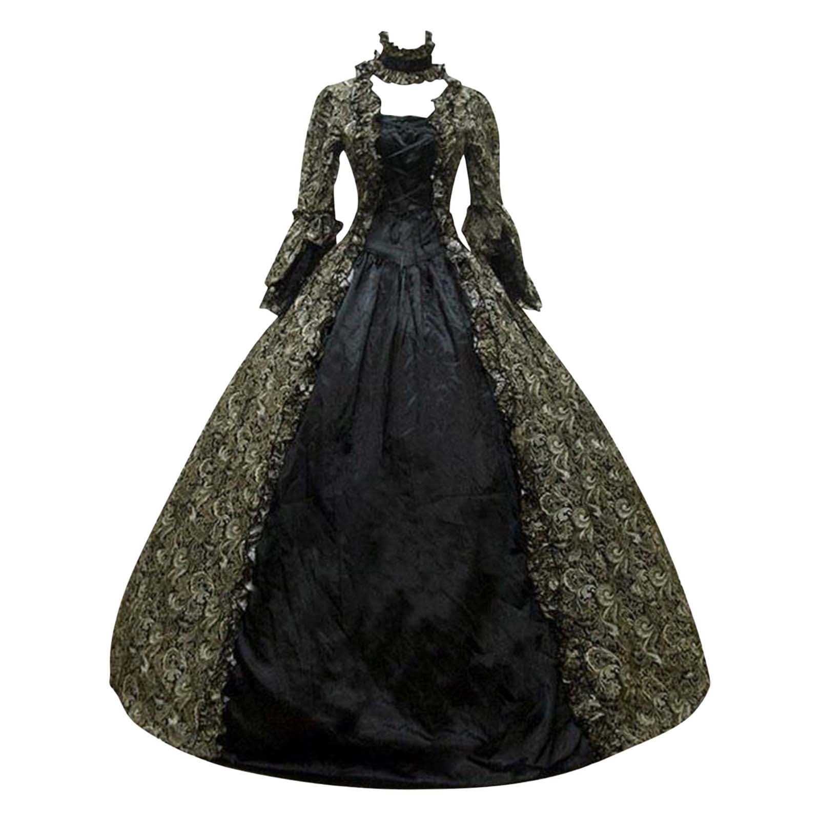 Halloween kostuum dames heren vampier heksenkostuum cocktailjurken voor dames in grote maten, modieus, in gothic-stijl, midi-jurk, croset, lange uitlopende mouwen, A-lijn, partyjurk, rood, 3XL
