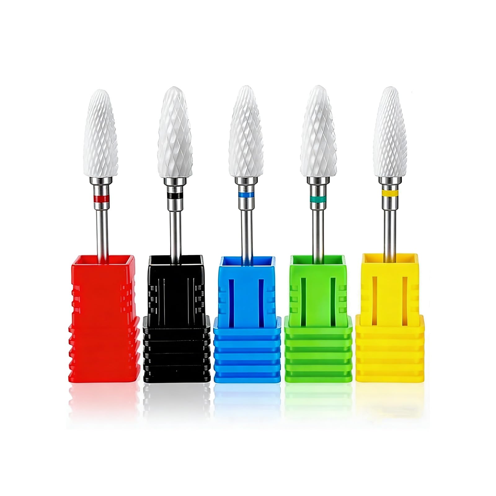 Set Profesional de 5 Brocas de Cerámica para Manicura y Pedicura: Precisión y Durabilidad para Uñas Naturales y Acrílicas, Compatible con Taladros Eléctricos de Uso Doméstico y Profesional