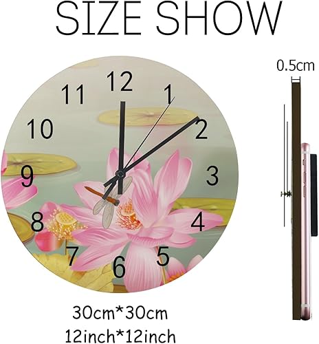 Miniatura 2 de Hapuxt Wooden Round Wall Clock Silent 12 Inch Parent Battery Operated Decorative Living Room Kitchen Bedroom Office