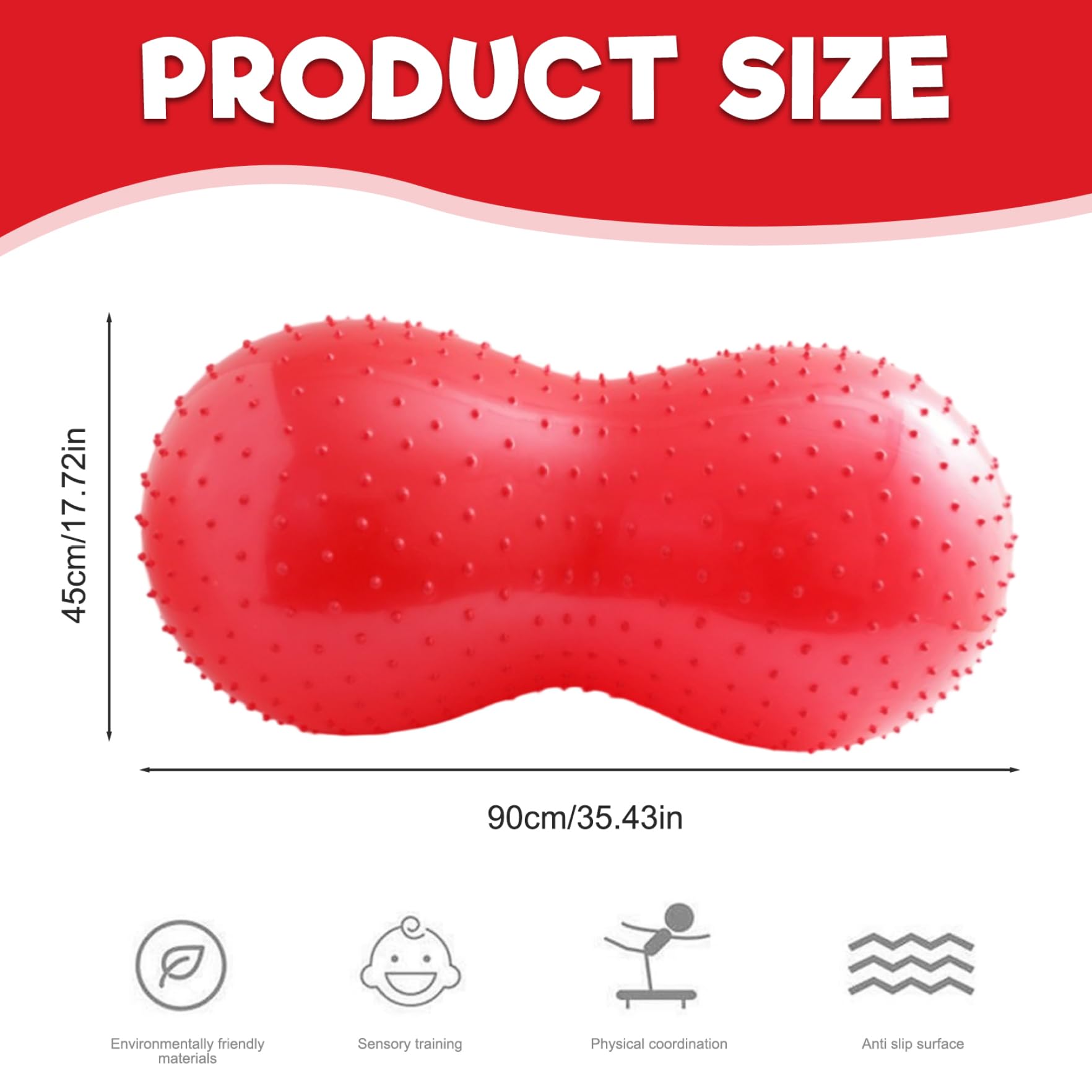 Erdnussball, 35x18 -Zoll -PVC -aufblasbarer Yoga -Ball für die Schwangerschaft mit Pumpe & Spot, Anti -Burst -Safe -Fitness -Geräte für Zuhause, Fitnessstudio, Übungsbälle