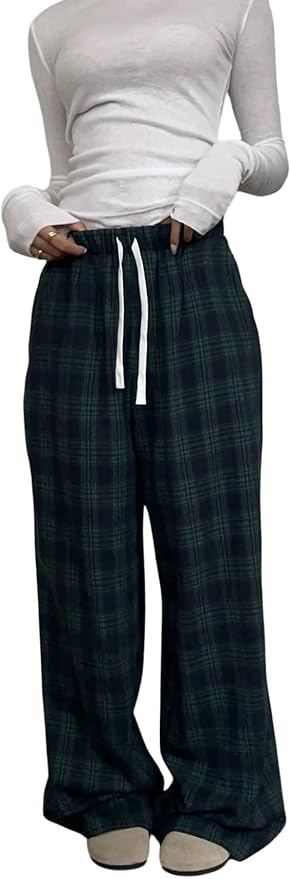 GORGLITTER Damesbroek met trekkoord, hoge elastische tailleband, rechte broek, luipaardprint, vrijetijdsbroek, palazzobroek, losse casual broek, luipaard, S