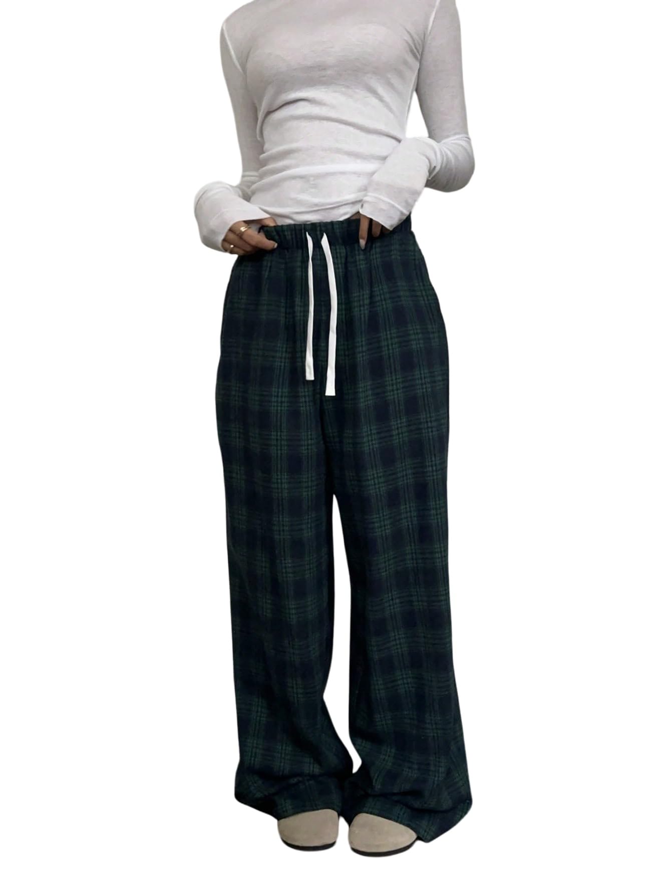 GORGLITTER Damesbroek met brede pijpen, lichte zomerbroek, luipaardpatroon, lange broek, wijde pijpen, vrijetijdsbroek, losse damesbroek met zakken, bruin, M
