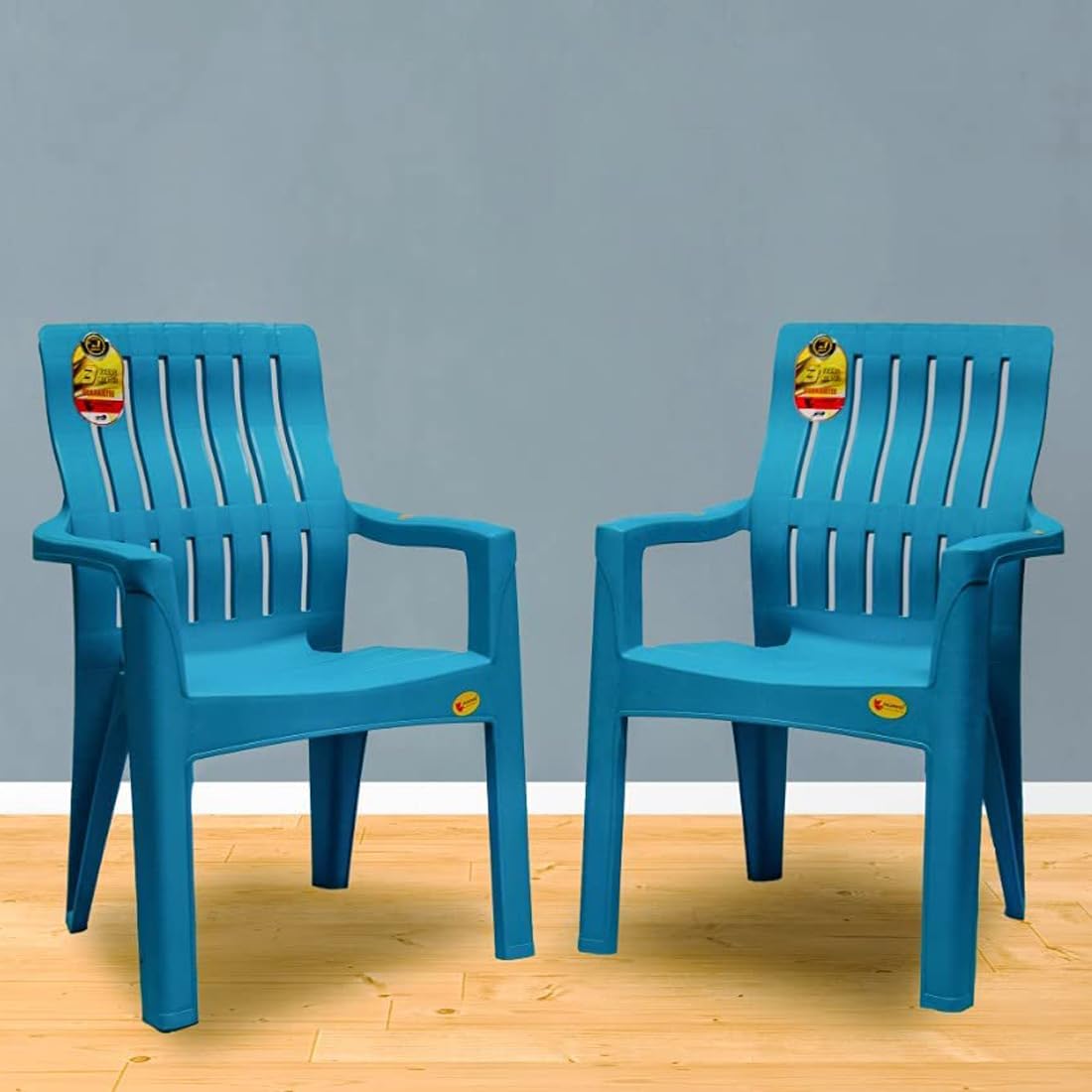 Comfort Creation Highway Orthopaedic Spinal Support Chair (3 Years Warranty on Manufacturing Defect) Weight Bearing Capacity 200kg Plastic Outdoor Chair (Blue, Pre-Assembled) (Set of 2)-image-3