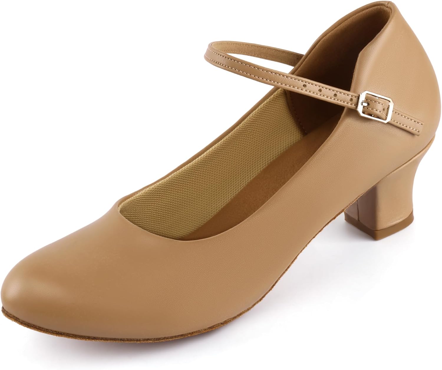 Linodes Economy PU Leather Ankle Strap Character Shoe 2'' Ballroom Dance Shoes for Women