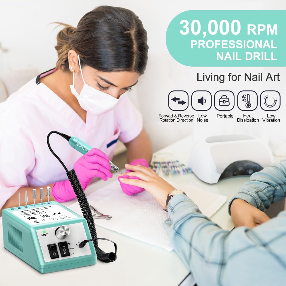 Máquina profesional de taladro de uñas Efile de 30000 rpm, kit de lima de uñas eléctrica para uñas de dedos de los pies, uñas de gel acrílico, taladro de manicura y pedicura con 6 brocas y 106 bandas