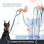 Plutus Pet Feuille de chien 6ft Long, Traffic rembourré deux poignées,Travail lourd,Reflectif double poignées plomb pour le contrôle de l'entraînement de sécurité,Lignes pour les grands chiens ou les chiens moyens,Poignées doubles plombs(bleu clair)
