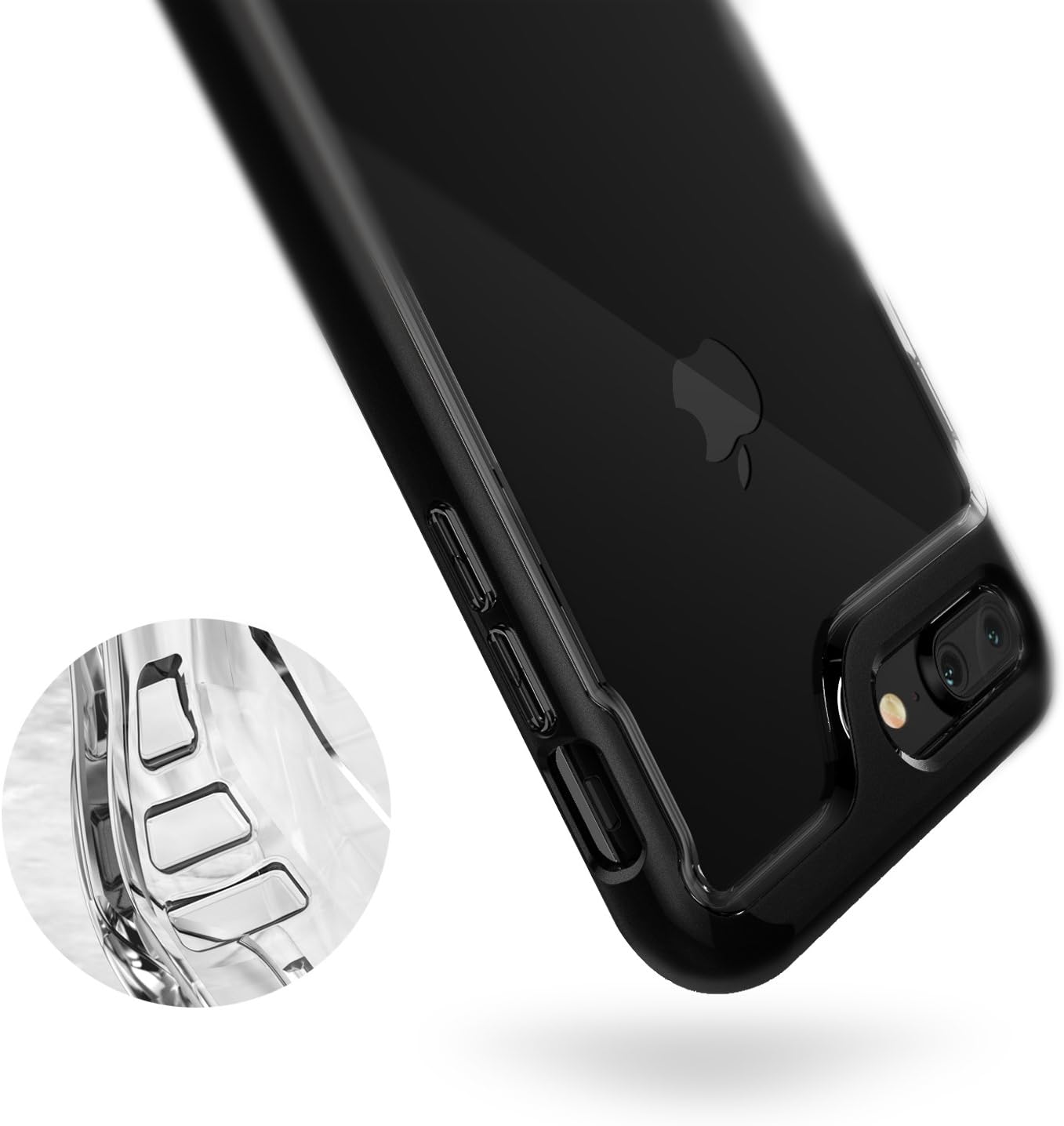 Caseology Skyfall for Apple iPhone 8 Plus Case (2017) / for iPhone 7 Plus Case (2016) - Clear Back & Slim Fit - Matte Black