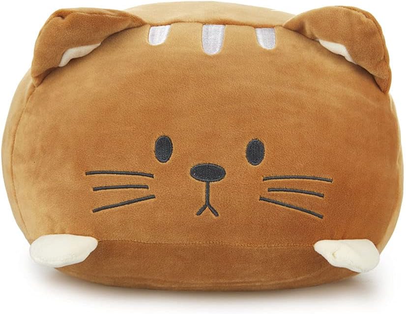 balvi Kitty Cushion in Cat Shape Fluffy and Soft Polyester Brown