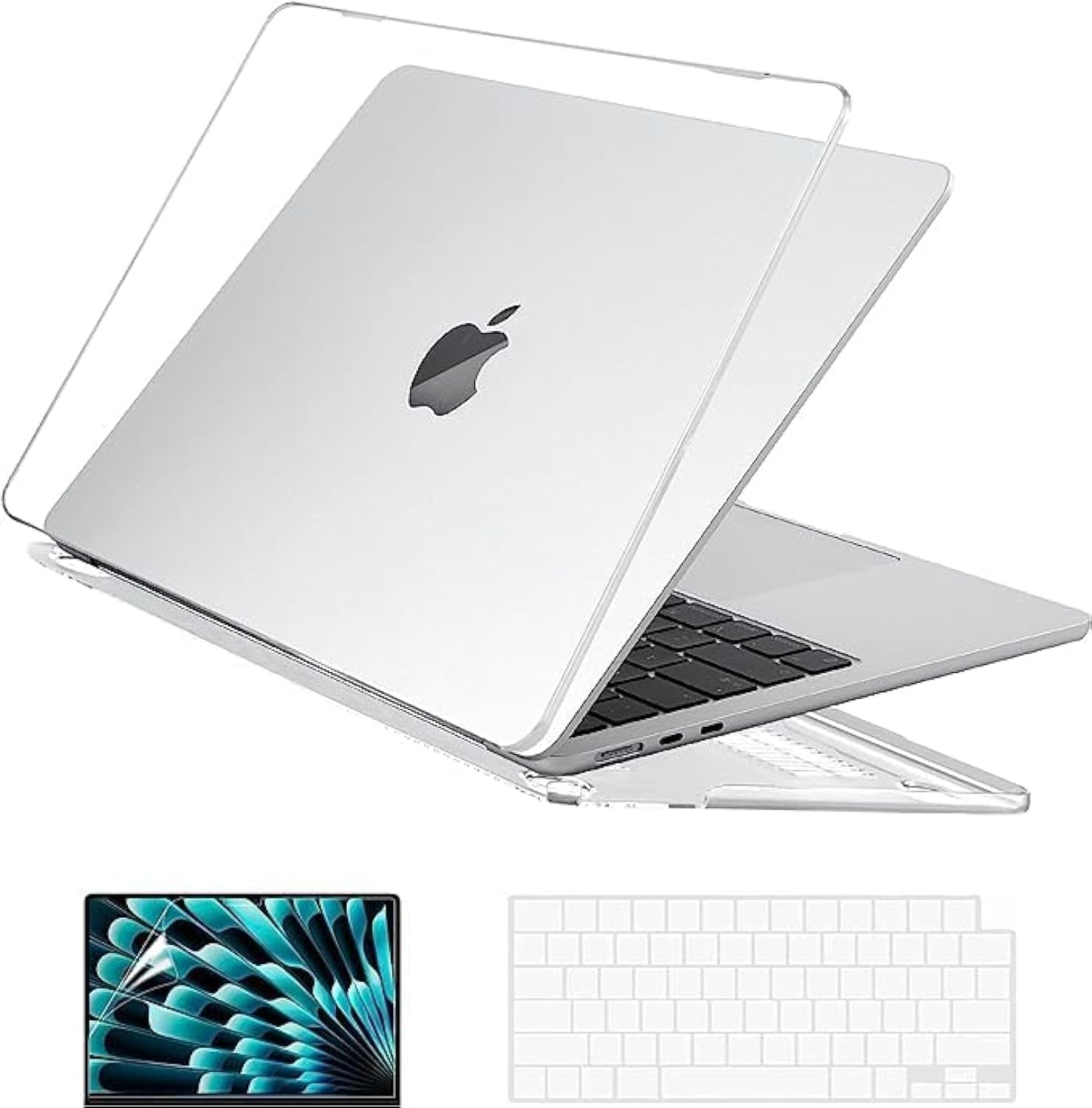 Compatible with MacBookPro13-(A2338/A2289/A2251/A2159/A1706/A1989), Plastic Hard Shell Case + Keyboard Skin Cover + Screen Protector, Crystal Clearear