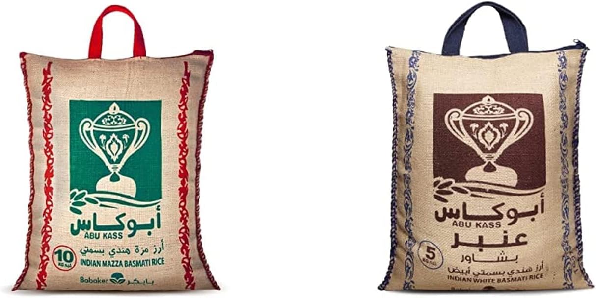 Abu Kass Basmati Rice, 10kg - Pack Of 1 & Indian White Basmati Rice ...