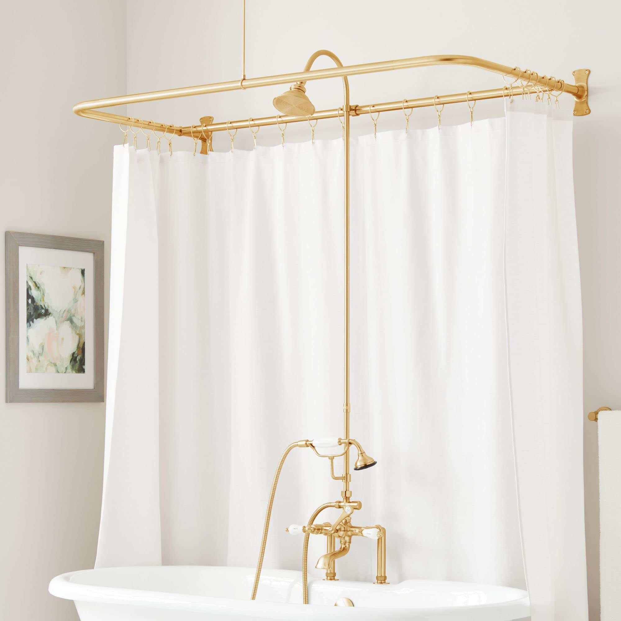 Signature Hardware 483852 Retrofit Showers Trim Package with 4-7/8" Shower Head and Hand Shower Conversion Kit - 60" x 27" Ring - Rough In Included