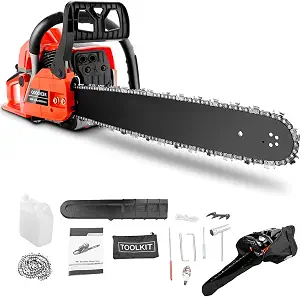 62CC Gas Powered Chainsaw with 20 Inch Bar, 3.5 HP, 2-Stroke Engine