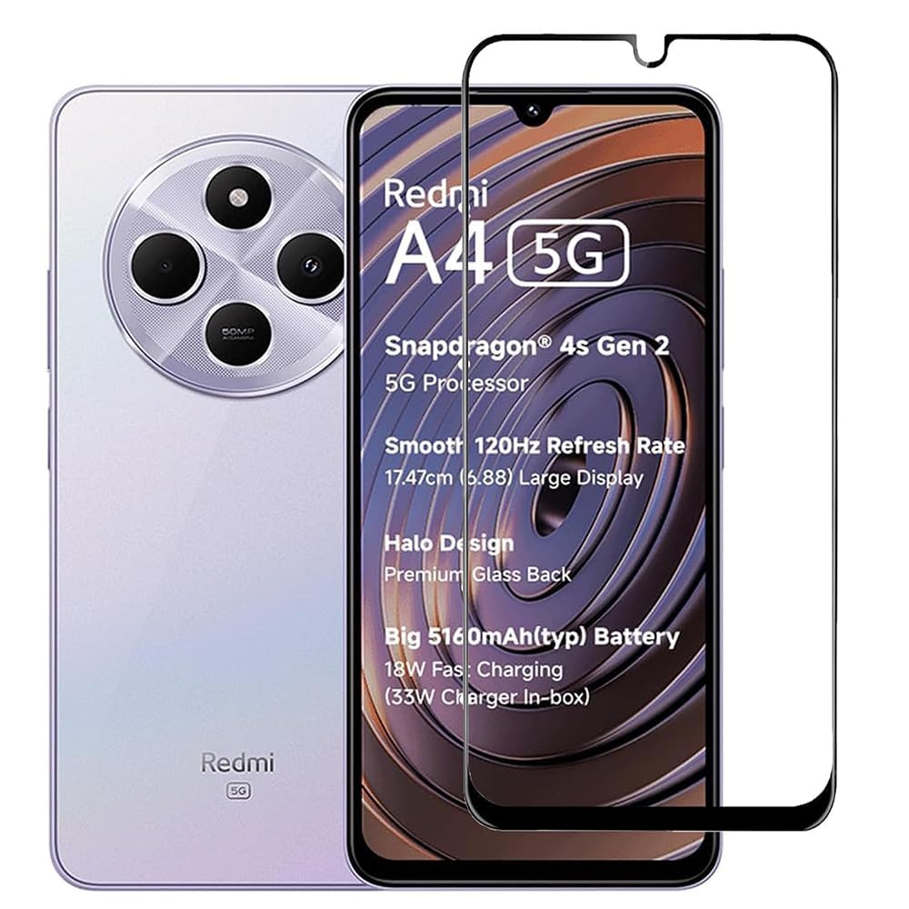 YMHML Premium Tempered Glass Screen Protector Compatible For Redmi A4 5G / REDMI A4 (Black) Edge To Edge Full Screen Coverage With Easy Installation Kit,Pack Of 1-picture-23