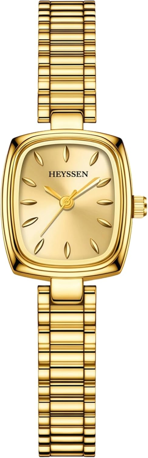 Petite Gold Watches for Women Vintage Bracelet Fashion Accessories Rounded Square Quartz Dial Ladies Watches with Waterproof Stainless Steel Dress Business & Gifts for Women - Image 8