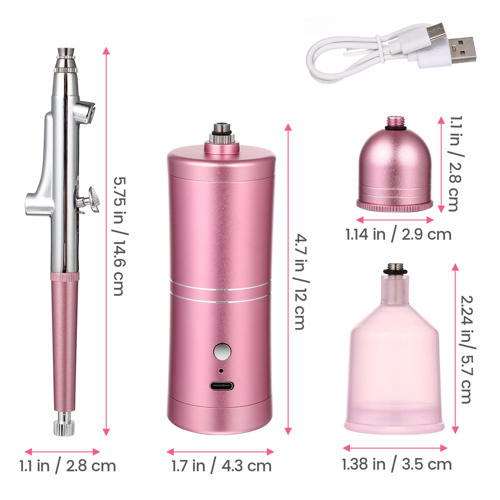 Aérographe Portable Rose 1 Set 5v 12w, Brumisateur Facial