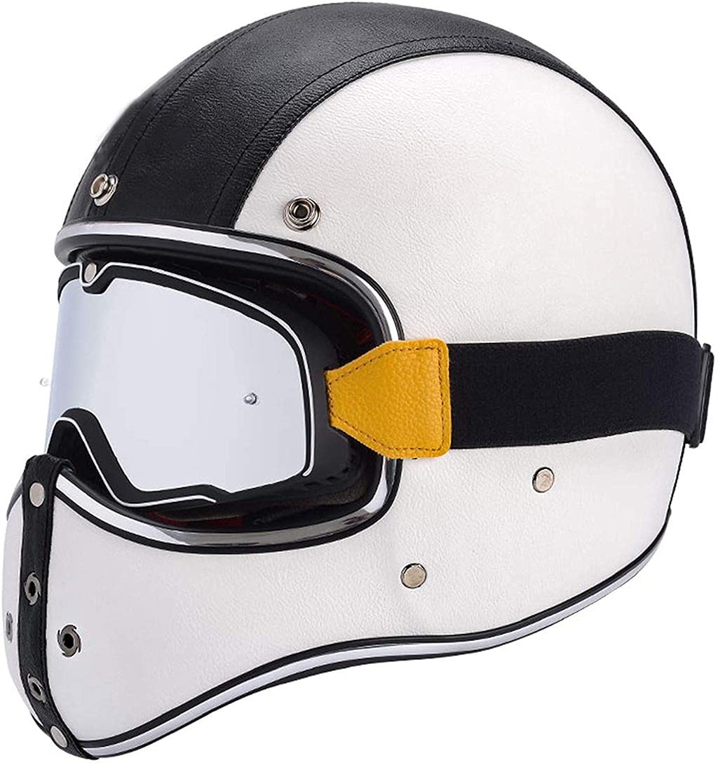 Casco Moto Retrò Brain-Cap In Design Pelle – Mezzo Casco Jet Con Visiera, ABS, Taglia 57-58 Cm, Per Scooter E Cruiser