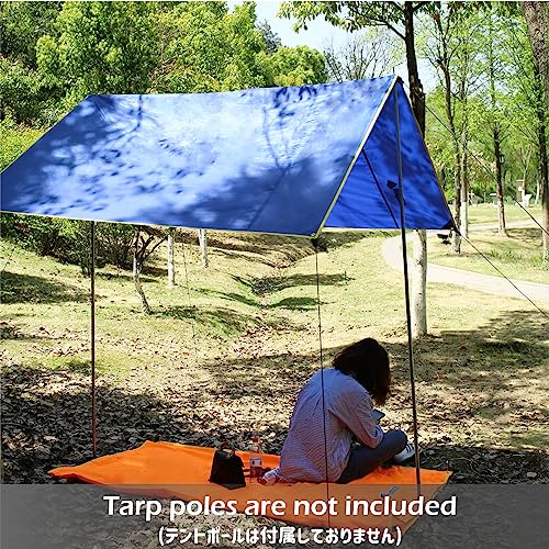 Azarxis Hammock Rain Fly Tent Tarp Ground Cloth Footprint Shelter Sunshade Beach Picnic Blanket Mat Sand Free Large for Outdoor Camping Park Lawn Grass with Stakes Rope (Black, L) by Azarxis - Used condition - Image 6