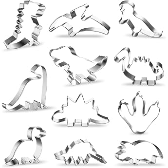 JOJOR Cookie Cutters Set of 11 Dinosaur Cookie Cutters Stainless Steel Dino Cookie Cutters DIY Fondant Cookie Cutter Cookie Cutter Set for Children
