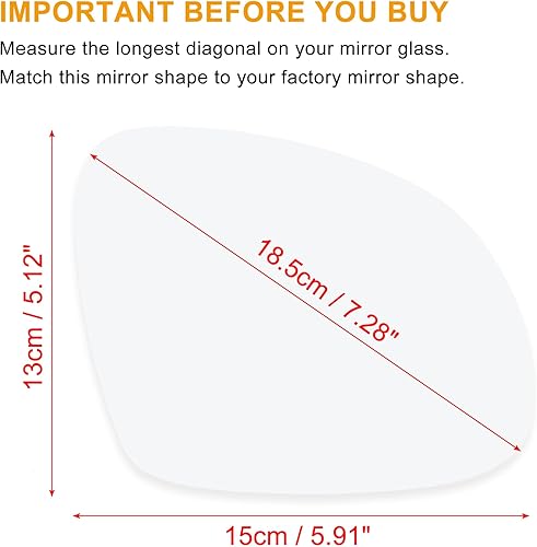 Miniatura 3 de uxcell Reemplazo de cristal del espejo del lado del pasajero derecho del coche con placa de respaldo para Volkswagen Tiguan 2009-2017
